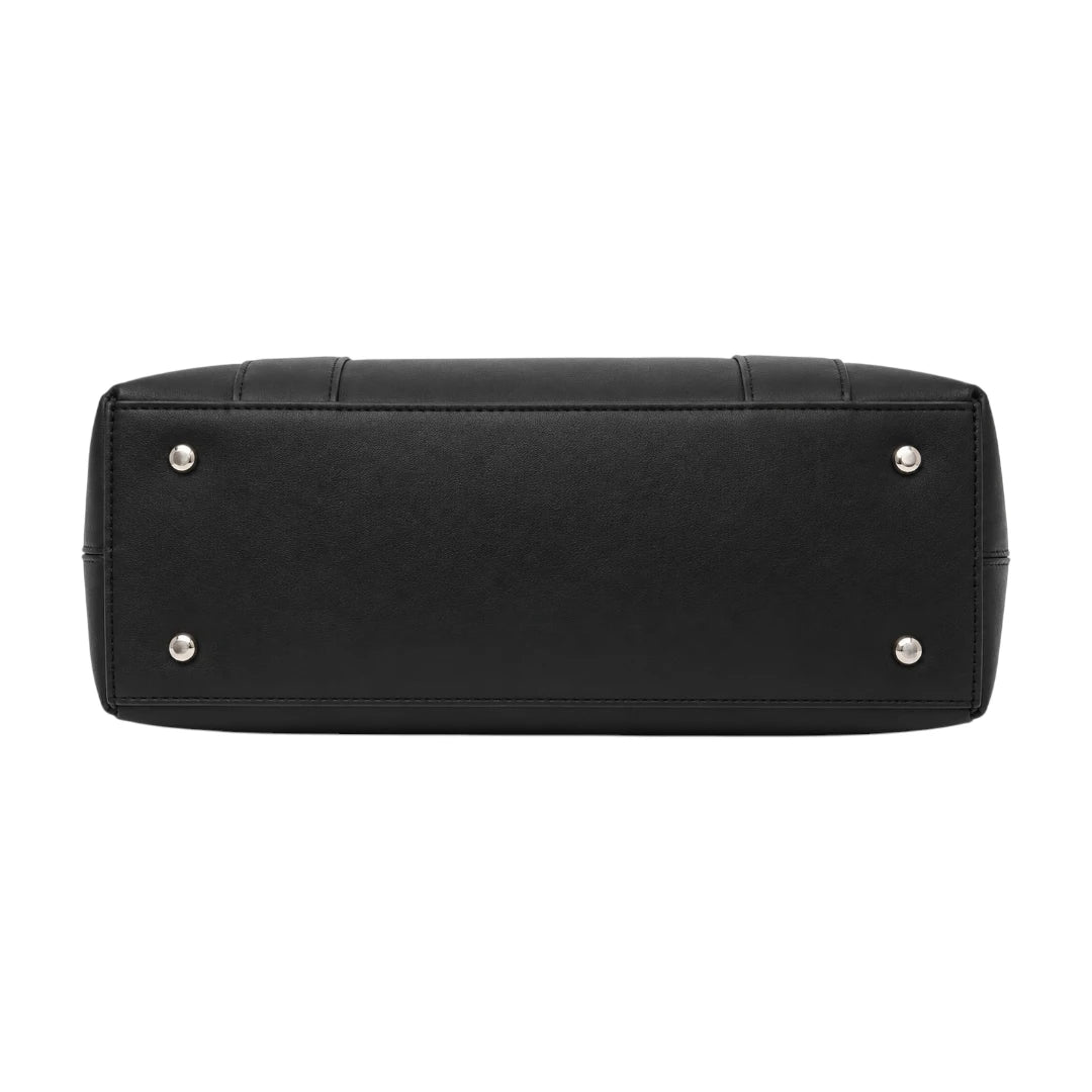 Linat Black Classic Everyday Carry Leather Tote Bag