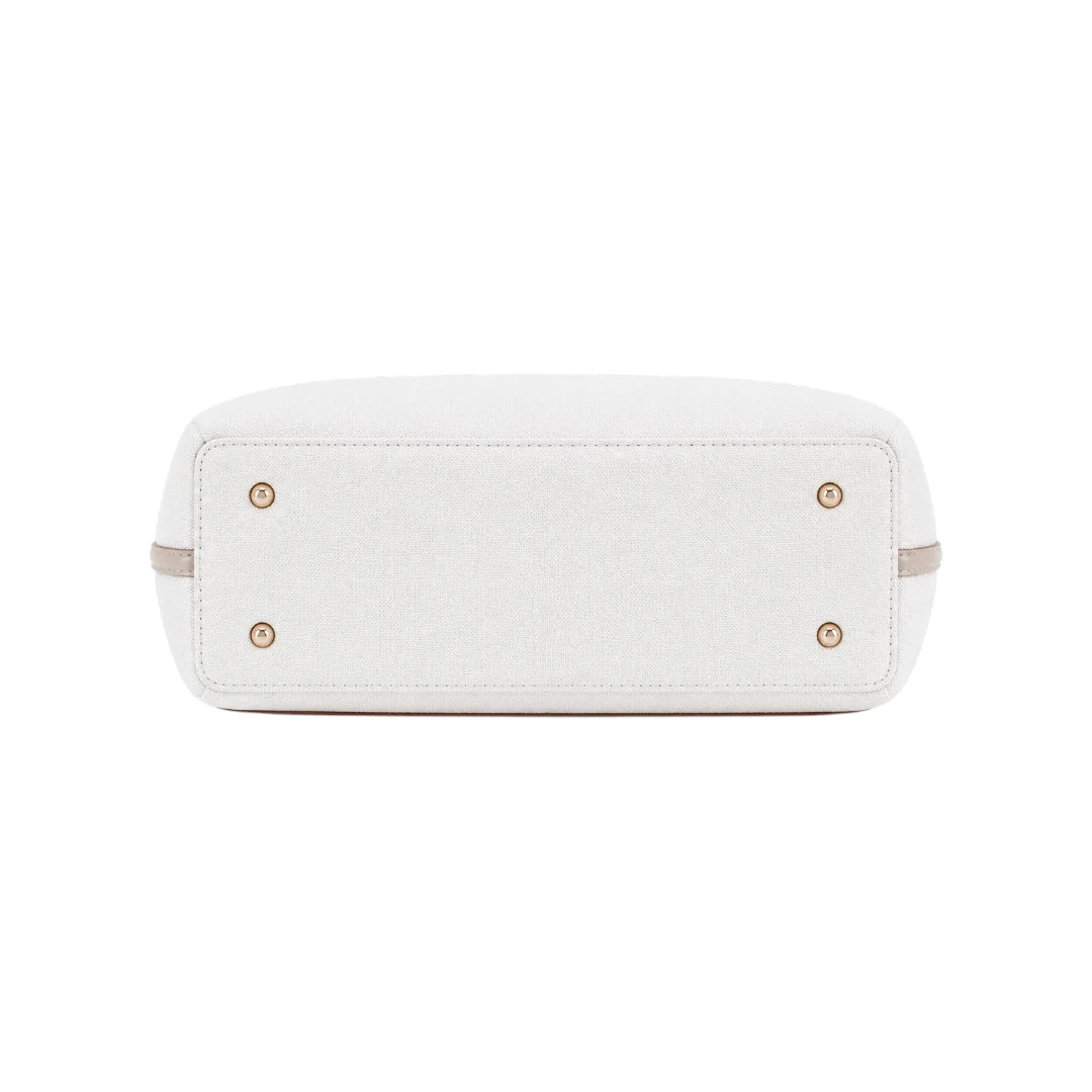 Linat Ivory Contrast Handle Everyday Leather Tote Bag