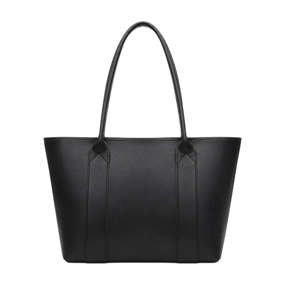 Linat Black Classic Everyday Carry Leather Tote Bag