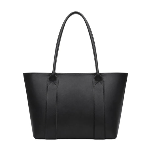Linat Black Classic Everyday Carry Leather Tote Bag