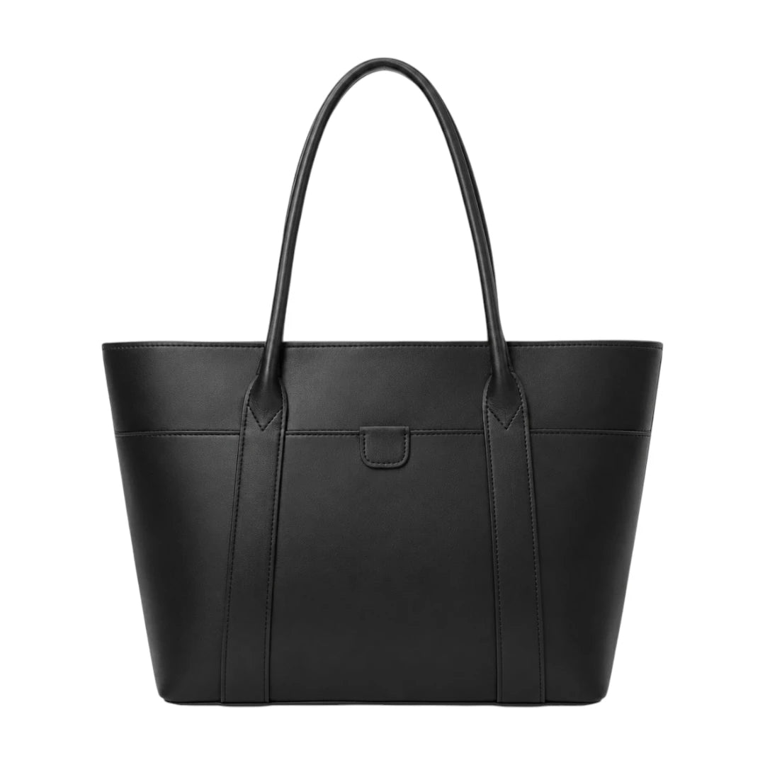 Linat Black Classic Everyday Carry Leather Tote Bag