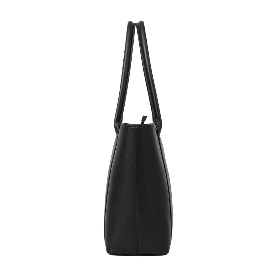 Linat Black Classic Everyday Carry Leather Tote Bag