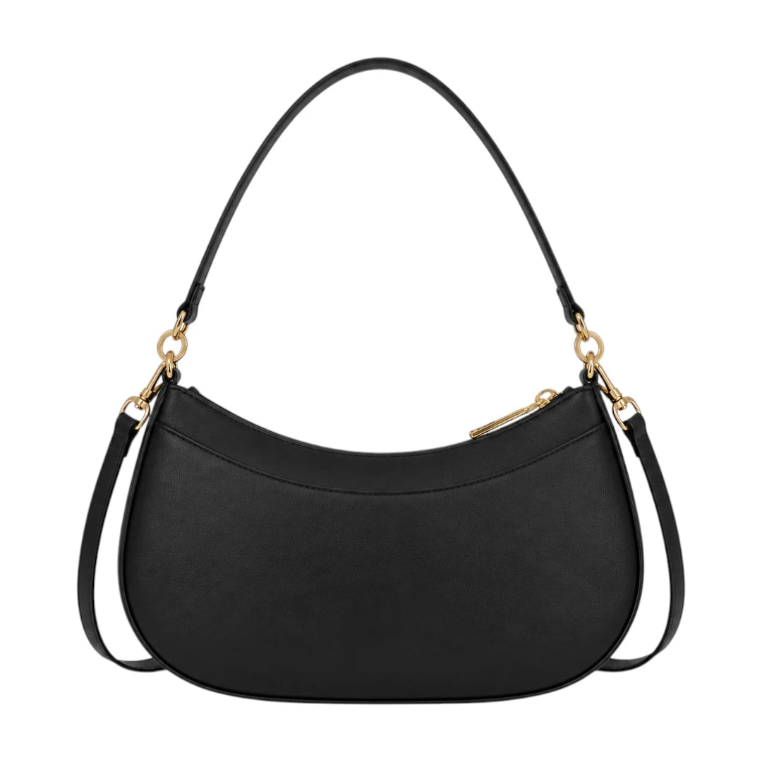Linat Black Dual Strap Shoulder Bag