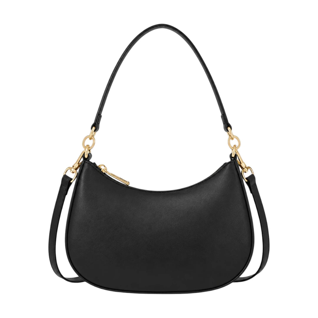 Linat Black Dual Strap Shoulder Bag