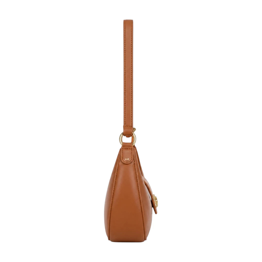 Linat Brown Classic Lock Shoulder Bag
