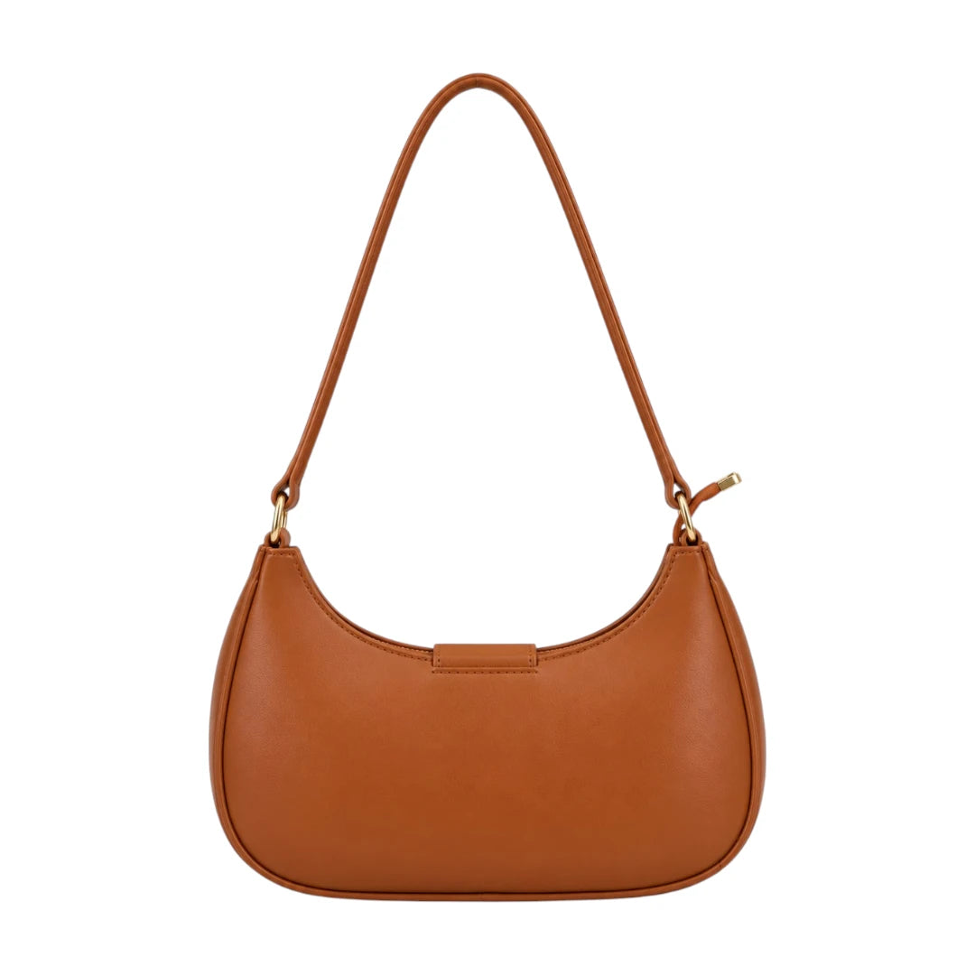 Linat Brown Classic Lock Shoulder Bag