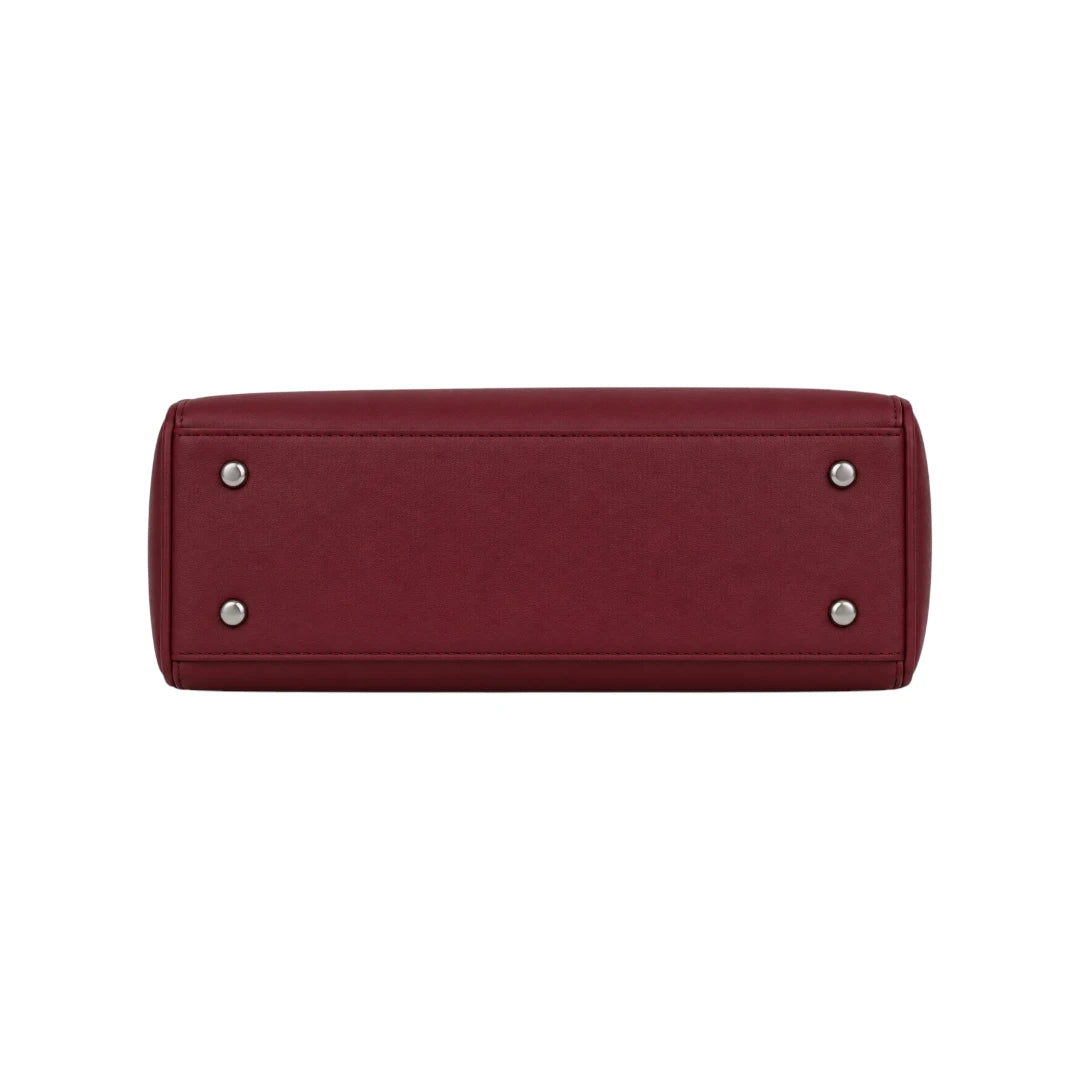Linat Maroon Flap Accent Structured Leather Handbag